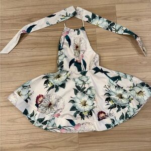 Lulu's White and Green Floral Dress